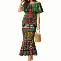 Aotearoa Iwi Ngati Hine Mermaid Dress Maori Wharenui House Tribal Pattern LT9 Women Deep Green - Polynesian Pride