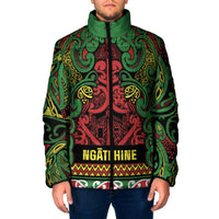Aotearoa Iwi Ngati Hine Padded Jacket Maori Wharenui House Tribal Pattern LT9 Men Deep Green - Polynesian Pride