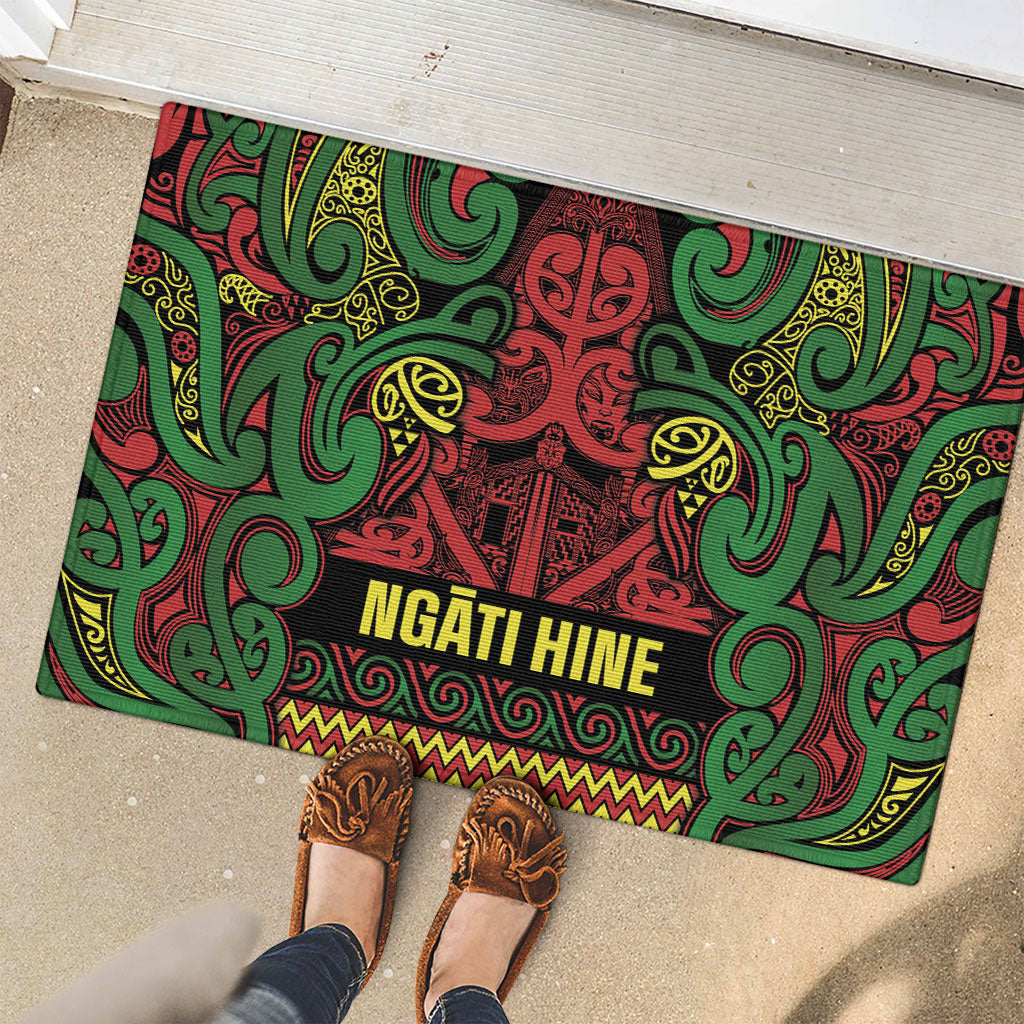 Aotearoa Iwi Ngati Hine Rubber Doormat Maori Wharenui House Tribal Pattern LT9 - Polynesian Pride