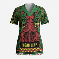 Aotearoa Iwi Ngati Hine Scrub Top Maori Wharenui House Tribal Pattern LT9 Adult Deep Green - Polynesian Pride