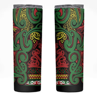 Aotearoa Iwi Ngati Hine Skinny Tumbler Maori Wharenui House Tribal Pattern LT9 Deep Green - Polynesian Pride