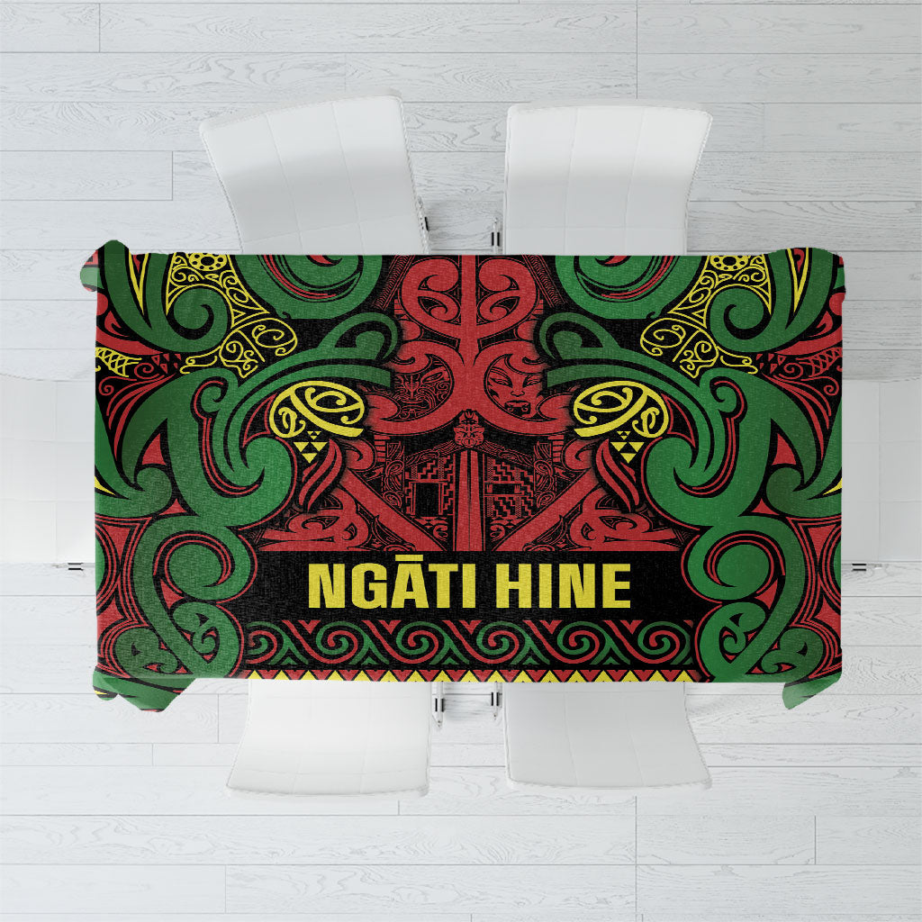 Aotearoa Iwi Ngati Hine Tablecloth Maori Wharenui House Tribal Pattern LT9 Deep Green - Polynesian Pride