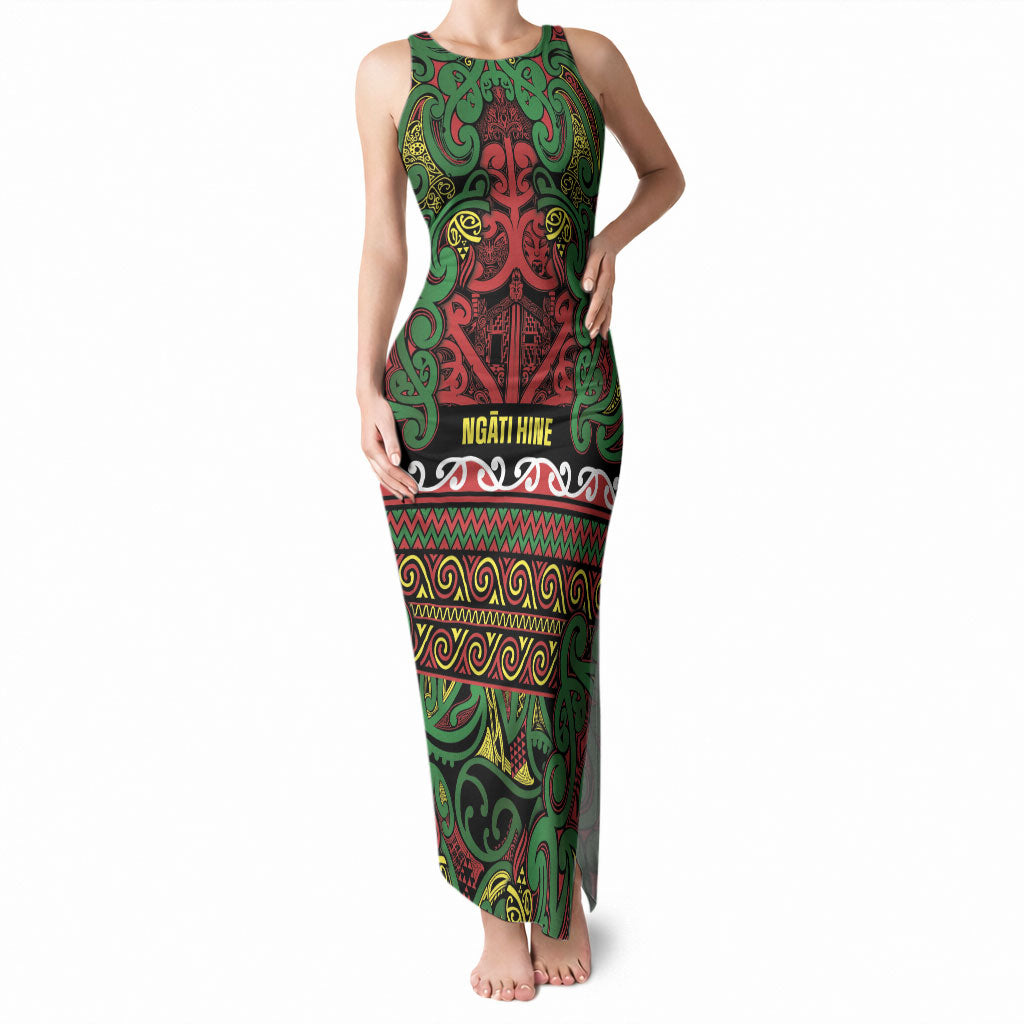Aotearoa Iwi Ngati Hine Tank Maxi Dress Maori Wharenui House Tribal Pattern LT9 Women Deep Green - Polynesian Pride
