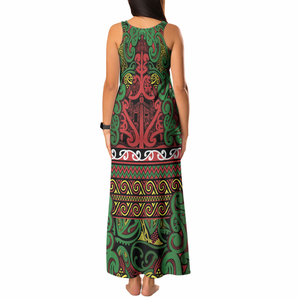 Aotearoa Iwi Ngati Hine Tank Maxi Dress Maori Wharenui House Tribal Pattern LT9 - Polynesian Pride