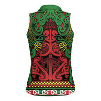 Aotearoa Iwi Ngati Hine Women Sleeveless Polo Shirt Maori Wharenui House Tribal Pattern LT9 - Polynesian Pride