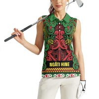 Aotearoa Iwi Ngati Hine Women Sleeveless Polo Shirt Maori Wharenui House Tribal Pattern LT9 - Polynesian Pride