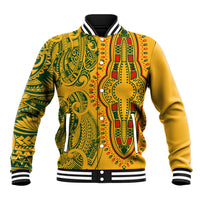 Africa Dashiki Baseball Jacket African Tribal Art Mixed Polynesian Tattoo Gold Color Unique LT9 Unisex Gold - Polynesian Pride