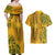 Africa Dashiki Couples Matching Off Shoulder Maxi Dress and Hawaiian Shirt African Tribal Art Mixed Polynesian Tattoo Gold Color Unique LT9 - Polynesian Pride