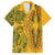 Africa Dashiki Family Matching Long Sleeve Bodycon Dress and Hawaiian Shirt African Tribal Art Mixed Polynesian Tattoo Gold Color Unique LT9 Dad's Shirt - Short Sleeve Gold - Polynesian Pride