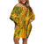 Africa Dashiki Family Matching Off Shoulder Short Dress and Hawaiian Shirt African Tribal Art Mixed Polynesian Tattoo Gold Color Unique LT9 Mom's Dress Gold - Polynesian Pride