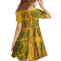 Africa Dashiki Family Matching Puletasi Dress and Hawaiian Shirt African Tribal Art Mixed Polynesian Tattoo Gold Color Unique LT9 - Polynesian Pride