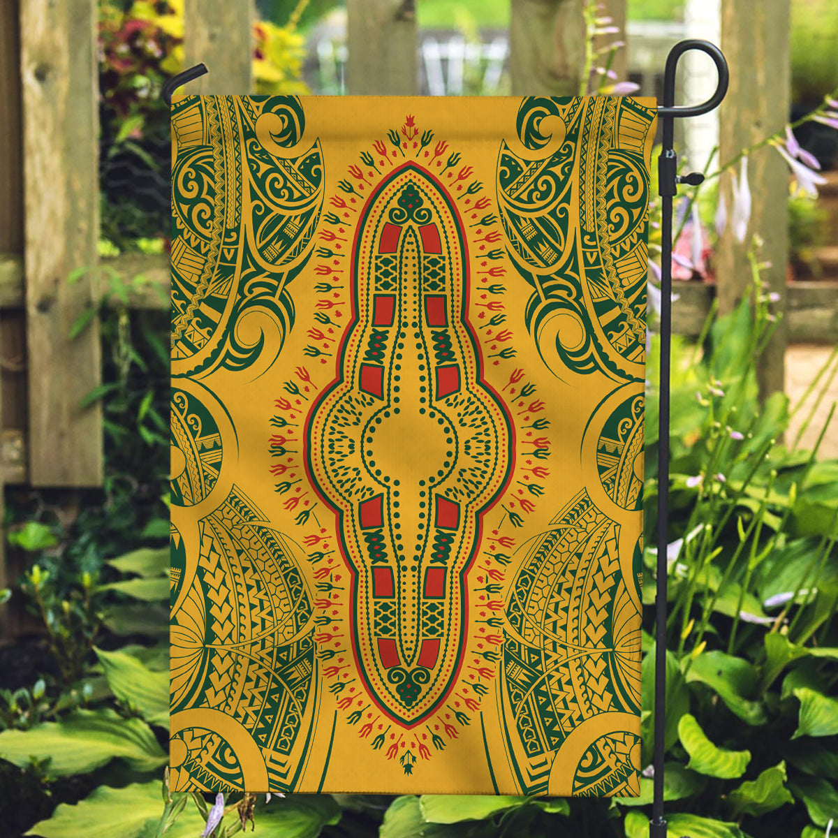 Africa Dashiki Garden Flag African Tribal Art Mixed Polynesian Tattoo Gold Color Unique LT9 Garden Flag Gold - Polynesian Pride