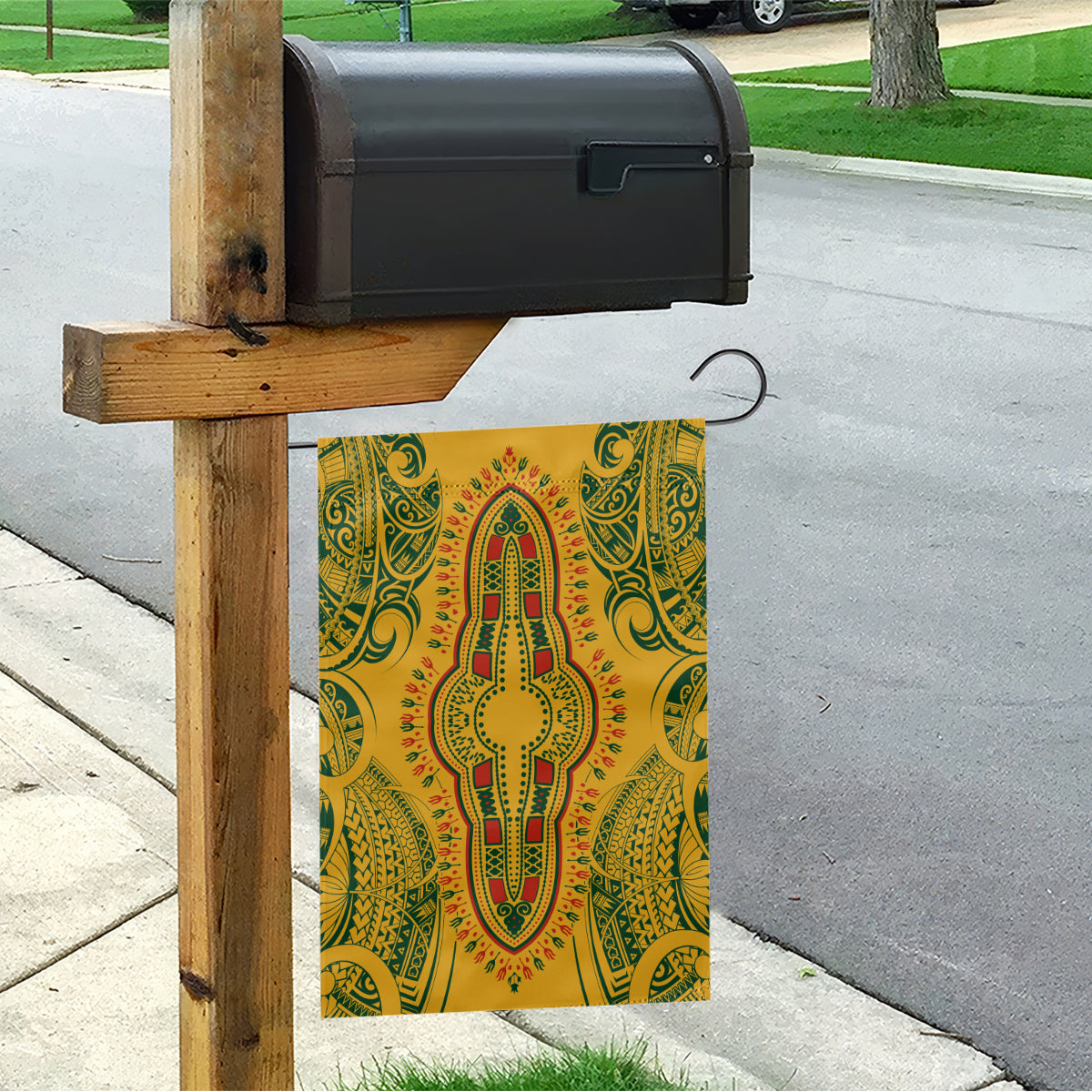 Africa Dashiki Garden Flag African Tribal Art Mixed Polynesian Tattoo Gold Color Unique LT9 - Polynesian Pride