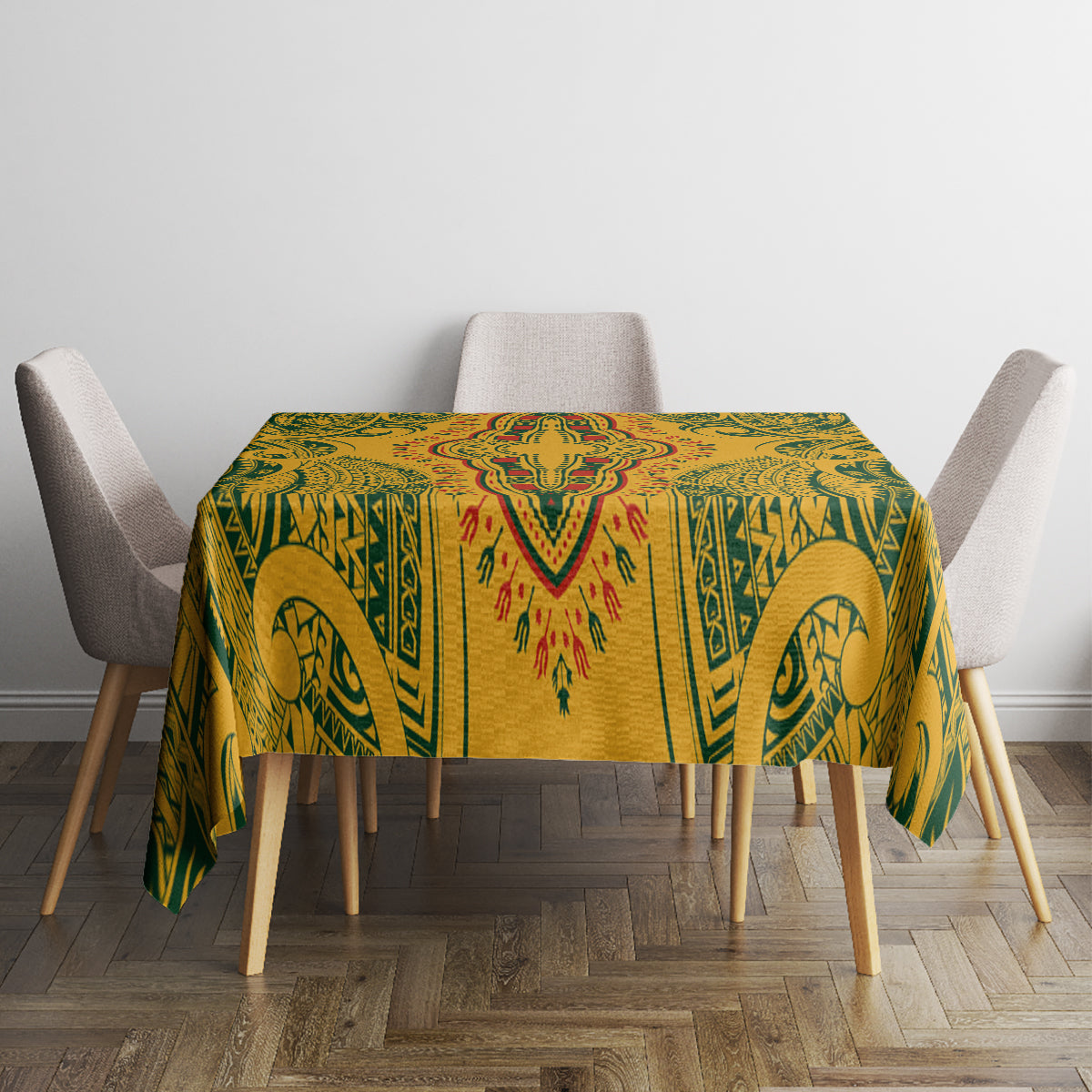 Africa Dashiki Tablecloth African Tribal Art Mixed Polynesian Tattoo Gold Color Unique LT9 - Polynesian Pride