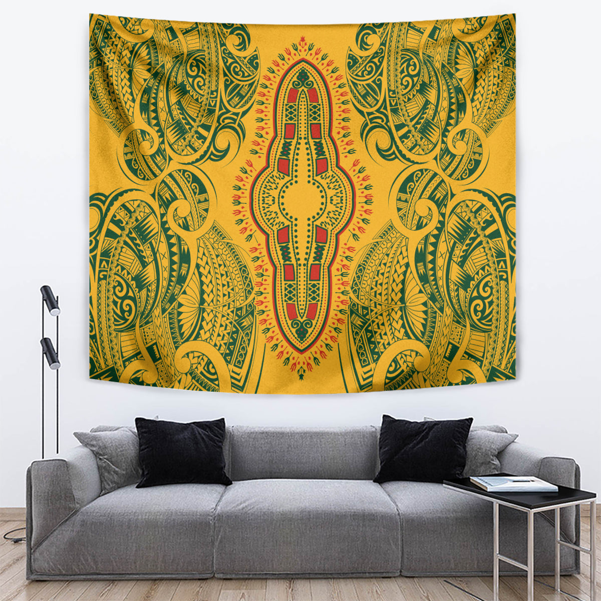Africa Dashiki Tapestry African Tribal Art Mixed Polynesian Tattoo Gold Color Unique LT9 - Polynesian Pride