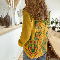 Africa Dashiki Women Casual Shirt African Tribal Art Mixed Polynesian Tattoo Gold Color Unique LT9 - Polynesian Pride