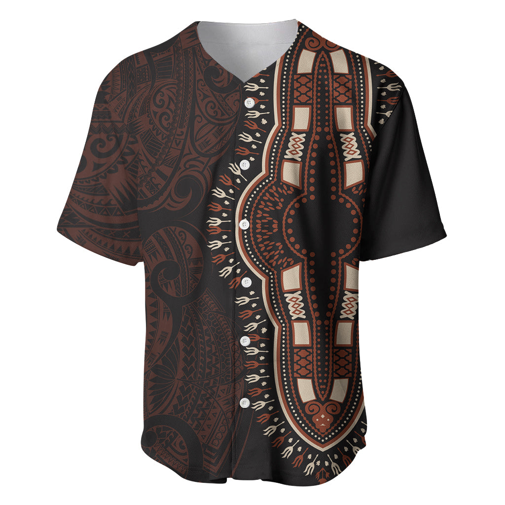 Africa Dashiki Baseball Jersey African Tribal Art Mixed Polynesian Tattoo Red Color Unique LT9 Red - Polynesian Pride