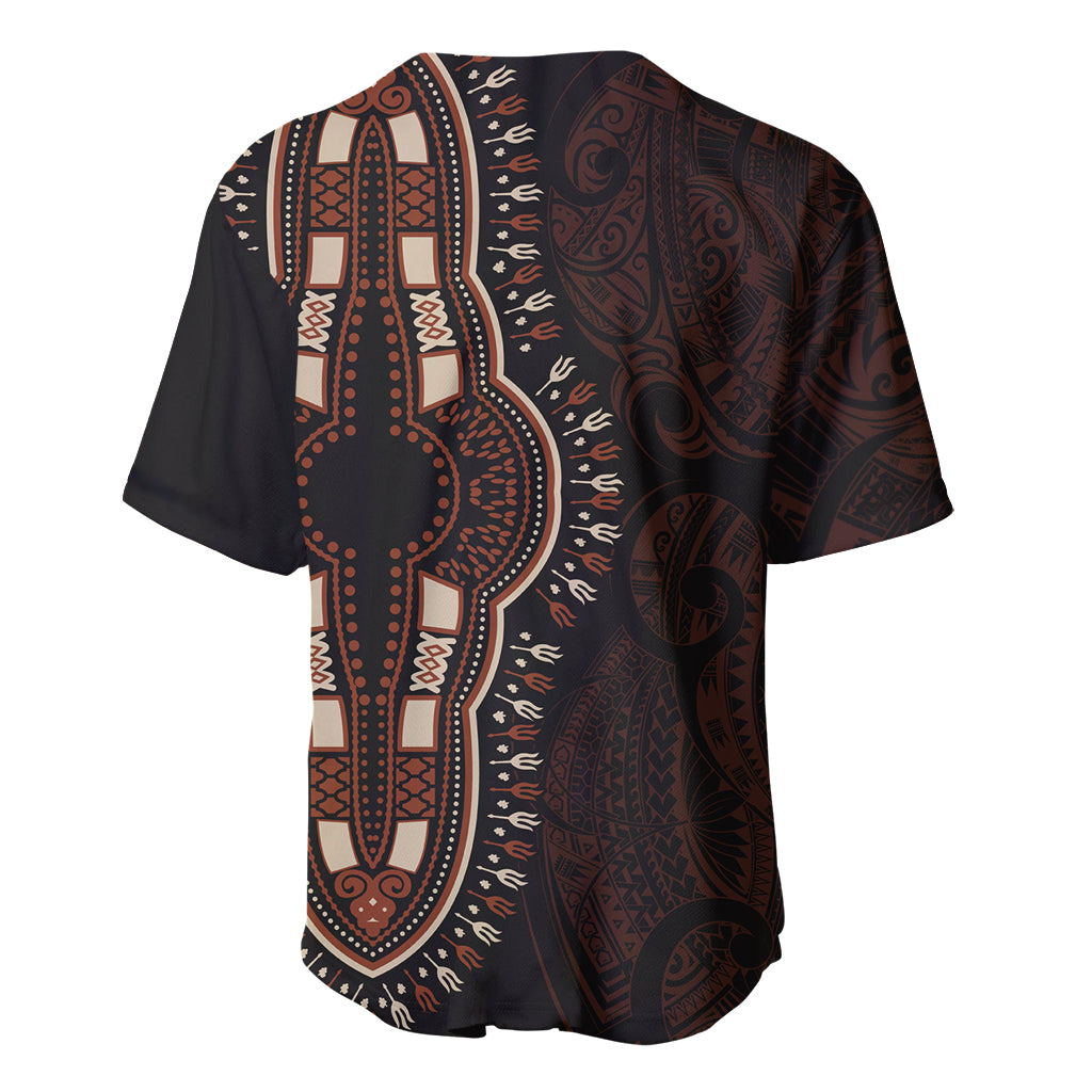 Africa Dashiki Baseball Jersey African Tribal Art Mixed Polynesian Tattoo Red Color Unique LT9 - Polynesian Pride