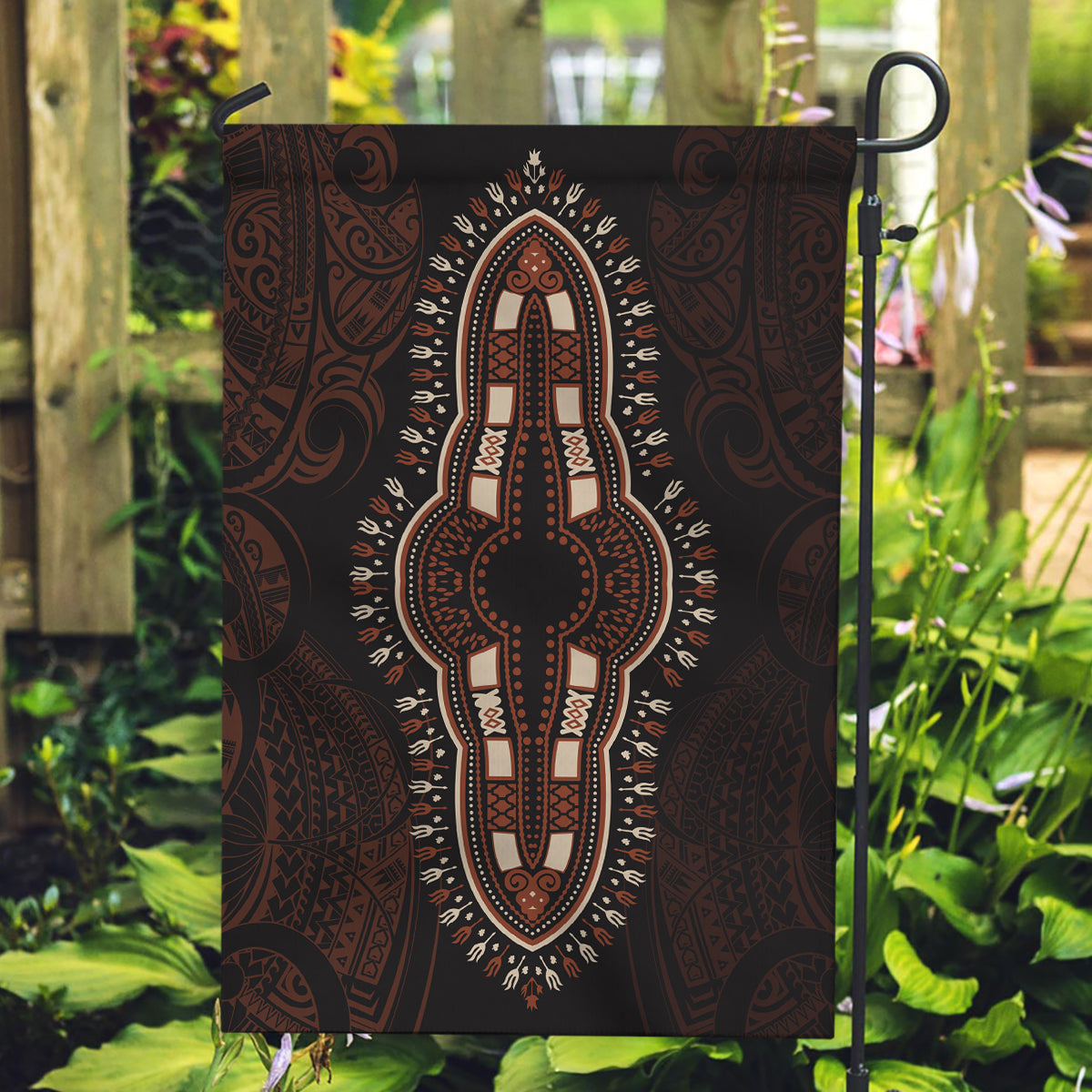 Africa Dashiki Garden Flag African Tribal Art Mixed Polynesian Tattoo Red Color Unique LT9 Garden Flag Red - Polynesian Pride