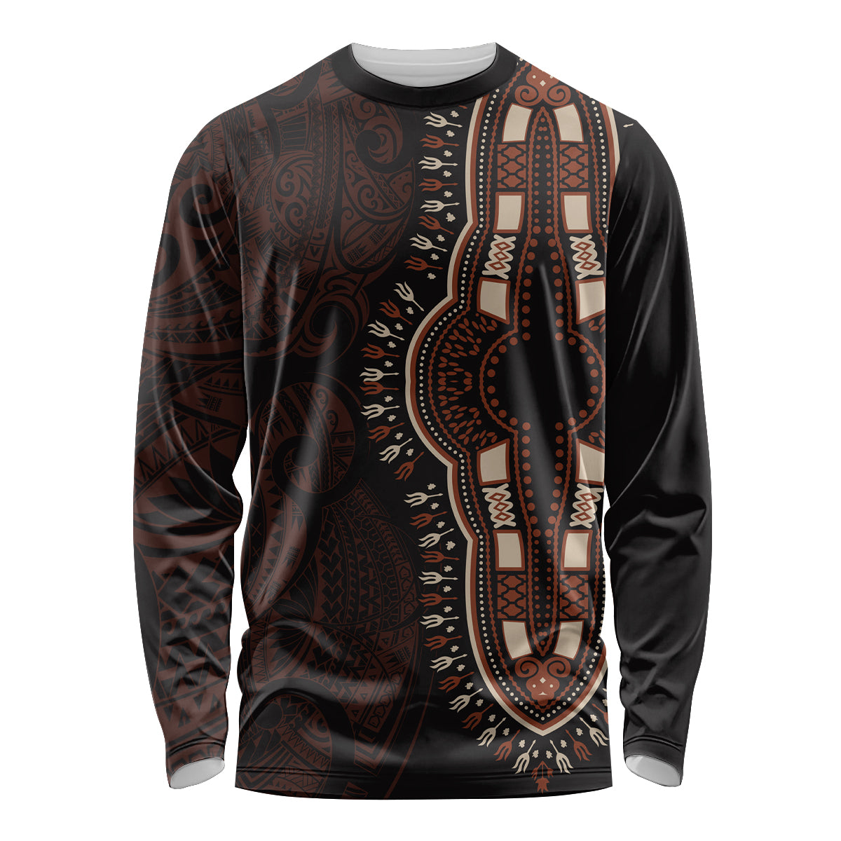 Africa Dashiki Long Sleeve Shirt African Tribal Art Mixed Polynesian Tattoo Red Color Unique LT9 Unisex Red - Polynesian Pride