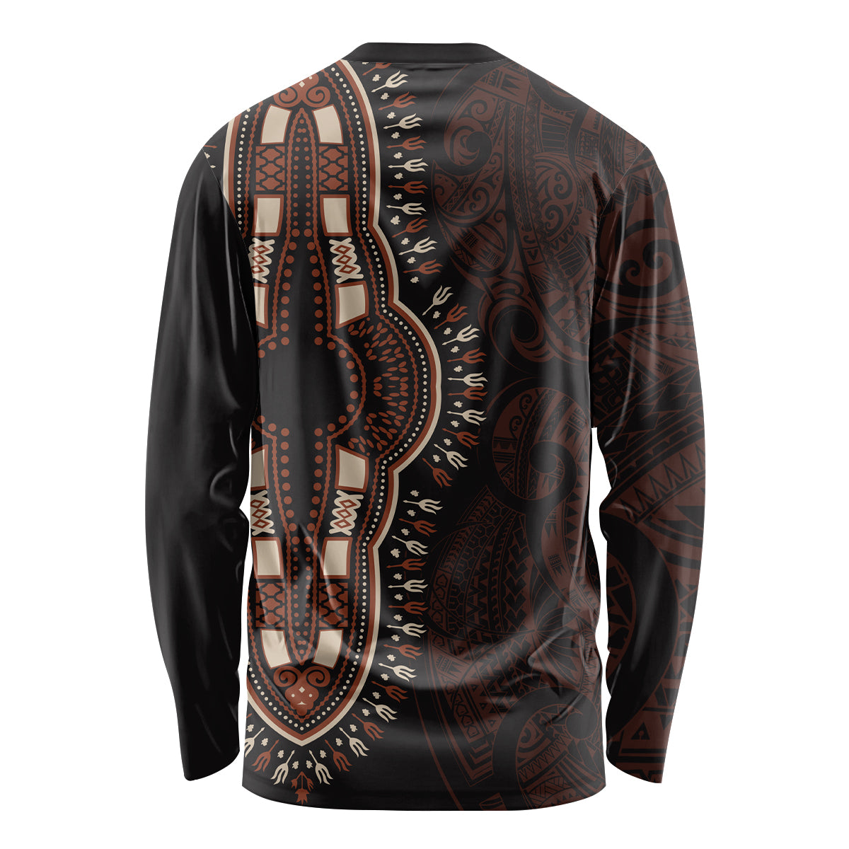 Africa Dashiki Long Sleeve Shirt African Tribal Art Mixed Polynesian Tattoo Red Color Unique LT9 - Polynesian Pride
