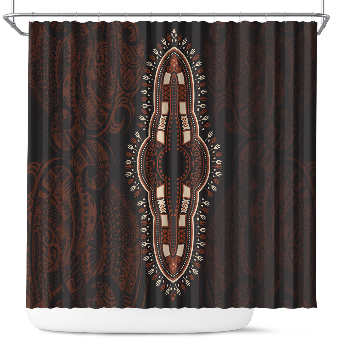 Africa Dashiki Shower Curtain African Tribal Art Mixed Polynesian Tattoo Red Color Unique LT9 Red - Polynesian Pride