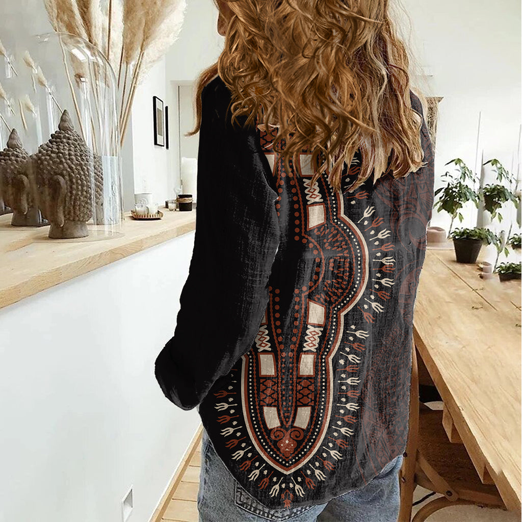 Africa Dashiki Women Casual Shirt African Tribal Art Mixed Polynesian Tattoo Red Color Unique LT9 - Polynesian Pride