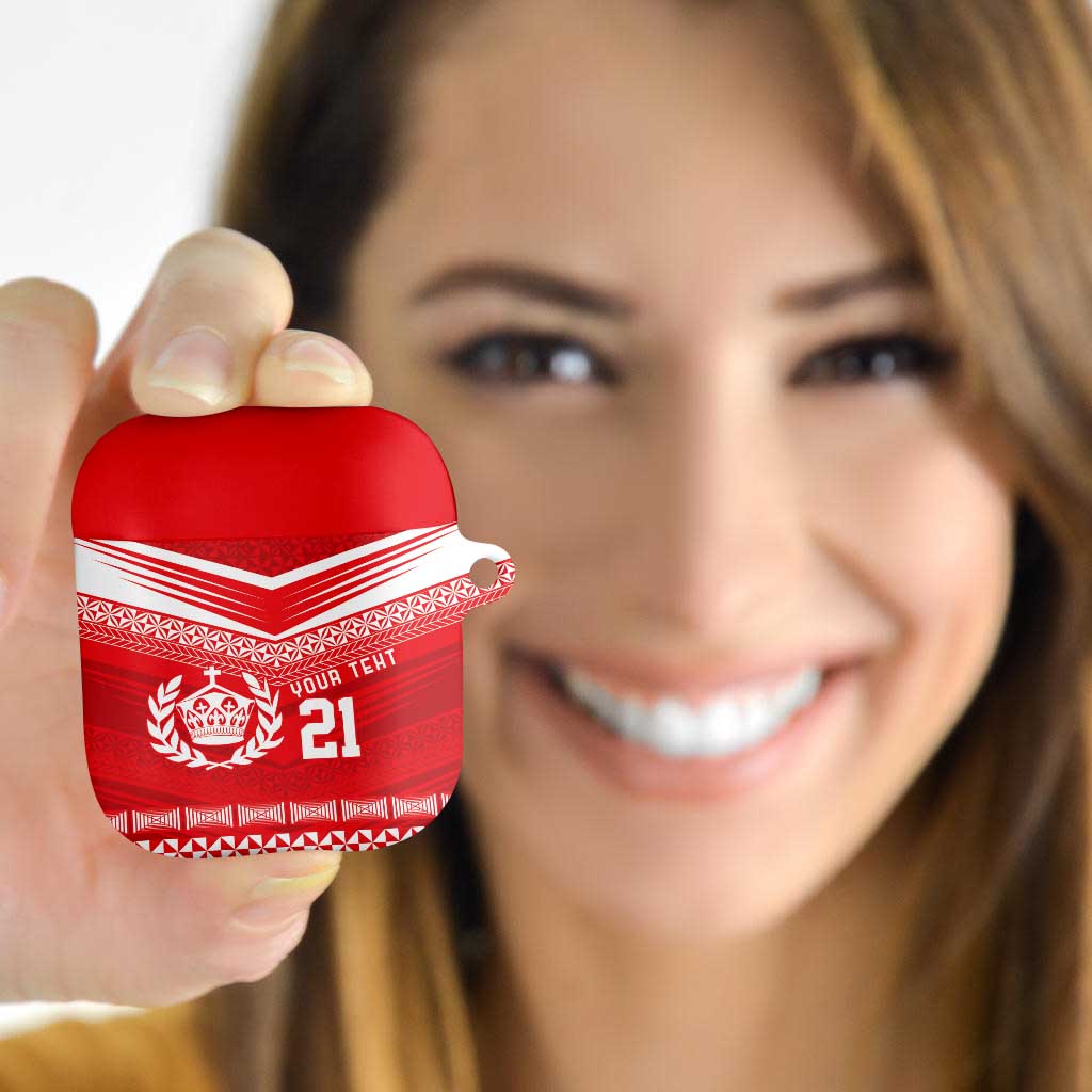 Custom Mate Ma'a Tonga Heritage AirPods Case Pacific Tribal Rugby Red Edition LT9 - Polynesian Pride