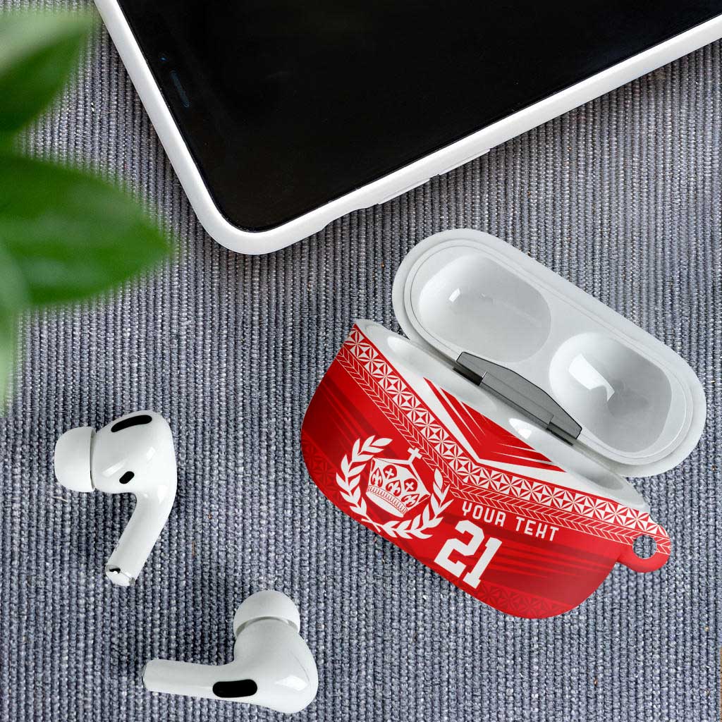 Custom Mate Ma'a Tonga Heritage AirPods Case Pacific Tribal Rugby Red Edition LT9 - Polynesian Pride
