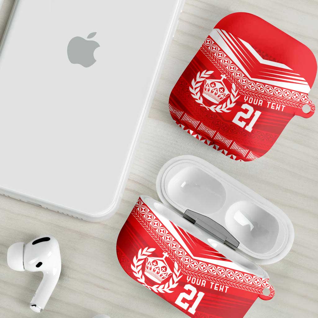 Custom Mate Ma'a Tonga Heritage AirPods Case Pacific Tribal Rugby Red Edition LT9 - Polynesian Pride