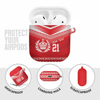 Custom Mate Ma'a Tonga Heritage AirPods Case Pacific Tribal Rugby Red Edition LT9 - Polynesian Pride