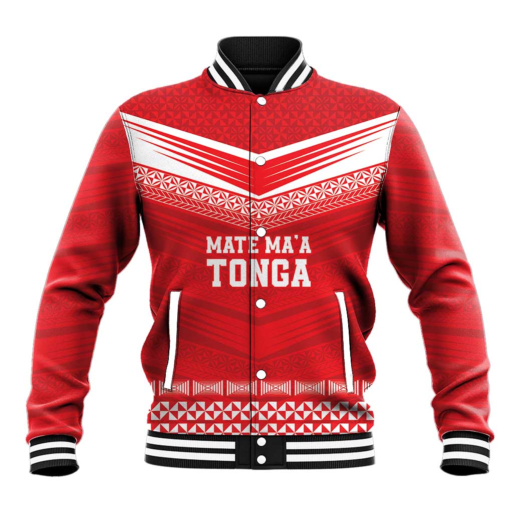 Custom Mate Ma'a Tonga Heritage Baseball Jacket Pacific Tribal Rugby Red Edition LT9 Unisex Red - Polynesian Pride