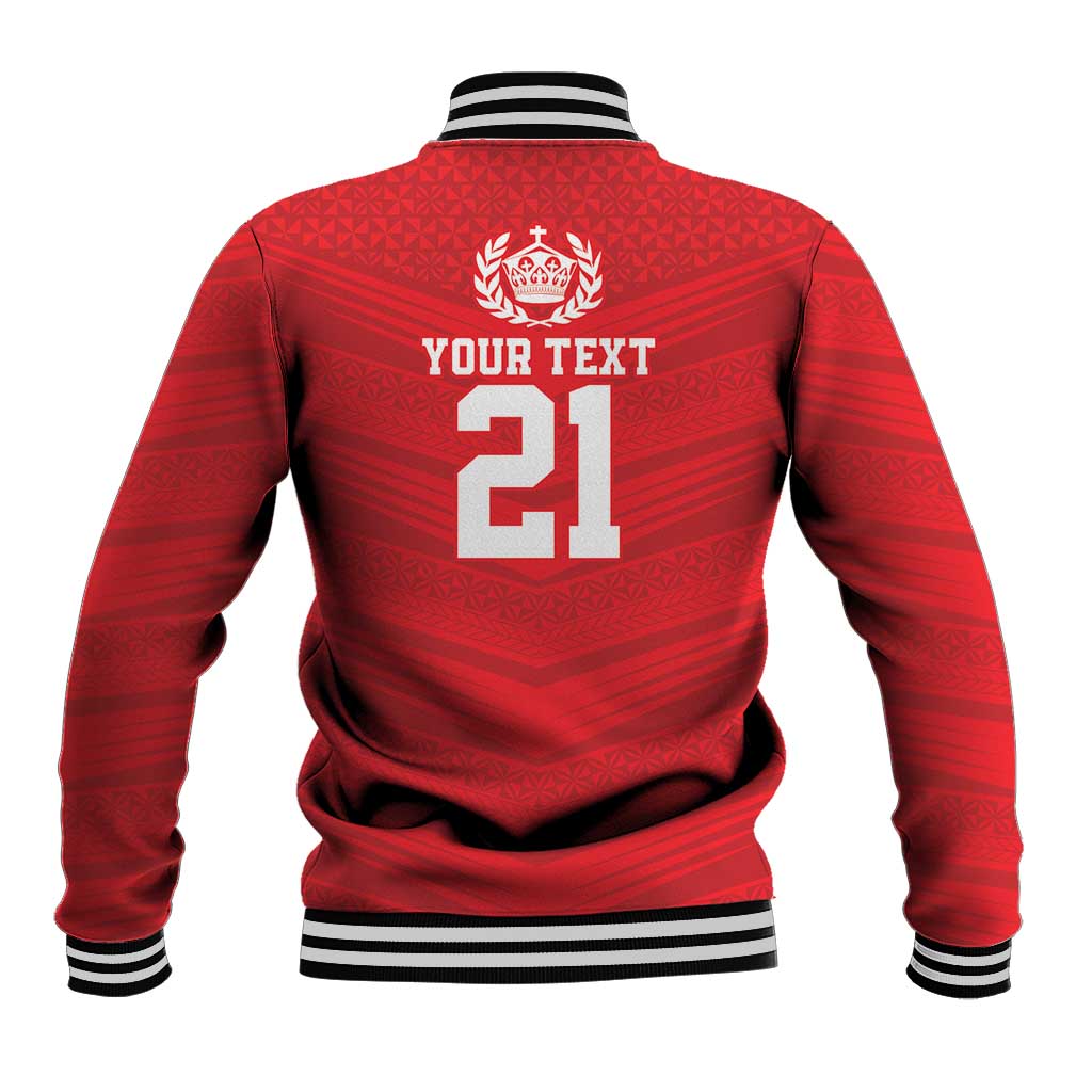 Custom Mate Ma'a Tonga Heritage Baseball Jacket Pacific Tribal Rugby Red Edition LT9 - Polynesian Pride