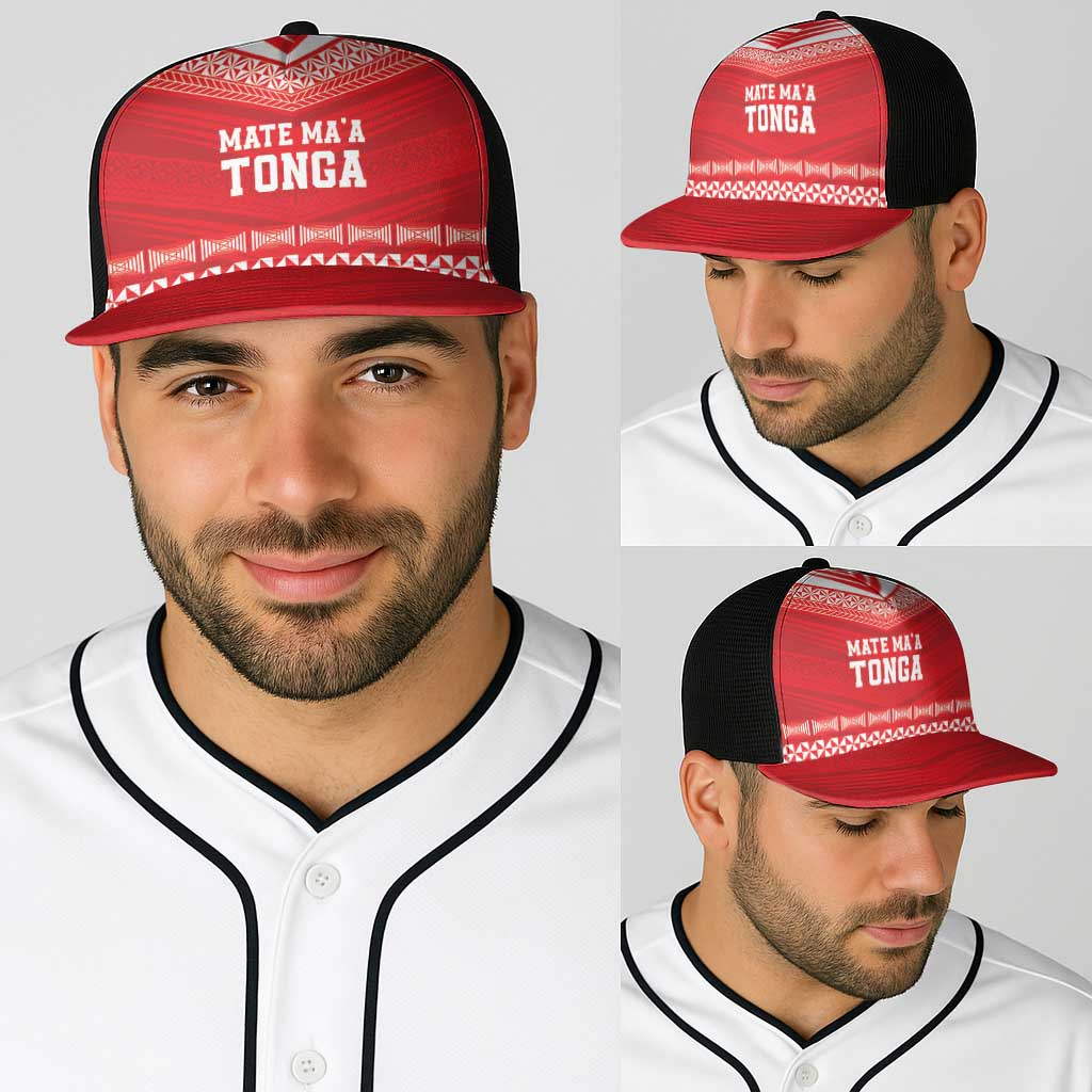 Mate Ma'a Tonga Heritage Baseball Net Cap Pacific Tribal Rugby Red Edition - Polynesian Pride