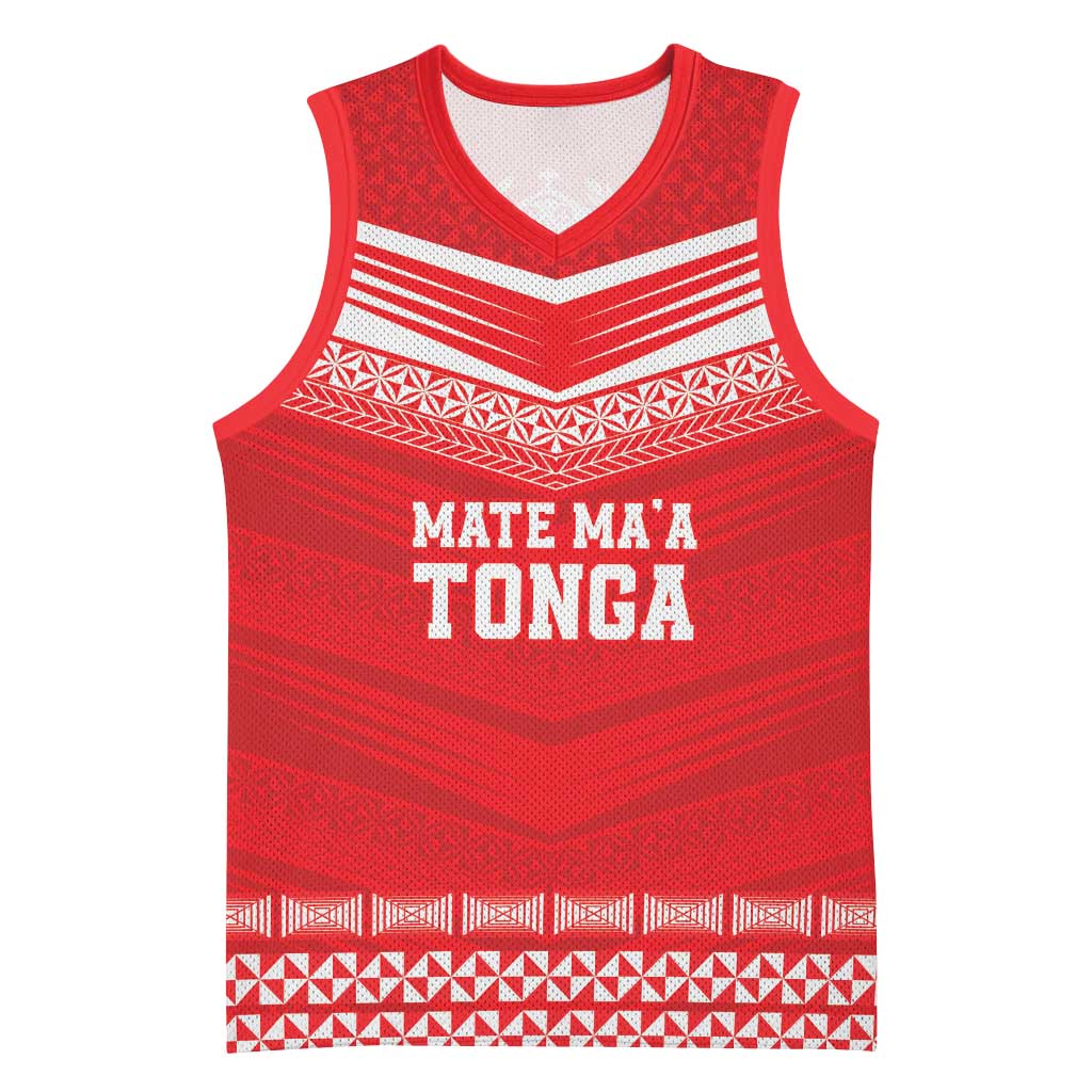 Custom Mate Ma'a Tonga Heritage Basketball Jersey Pacific Tribal Rugby Red Edition LT9 Unisex Red - Polynesian Pride