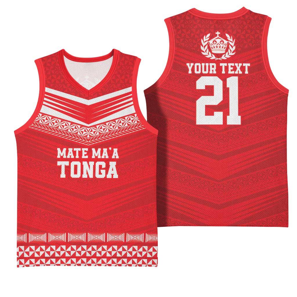 Custom Mate Ma'a Tonga Heritage Basketball Jersey Pacific Tribal Rugby Red Edition LT9 - Polynesian Pride