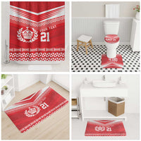 Custom Mate Ma'a Tonga Heritage Bathroom Set Pacific Tribal Rugby Red Edition - Polynesian Pride