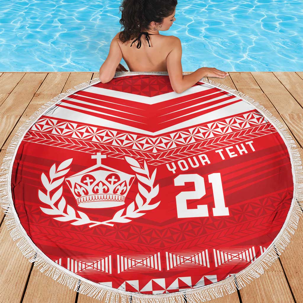 Custom Mate Ma'a Tonga Heritage Beach Blanket Pacific Tribal Rugby Red Edition LT9 - Polynesian Pride