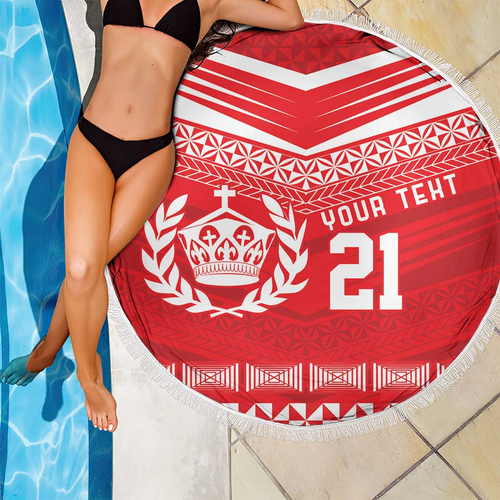 Custom Mate Ma'a Tonga Heritage Beach Blanket Pacific Tribal Rugby Red Edition LT9 - Polynesian Pride