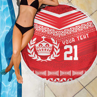 Custom Mate Ma'a Tonga Heritage Beach Blanket Pacific Tribal Rugby Red Edition LT9 - Polynesian Pride