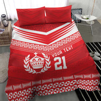 Custom Mate Ma'a Tonga Heritage Bedding Set Pacific Tribal Rugby Red Edition - Polynesian Pride