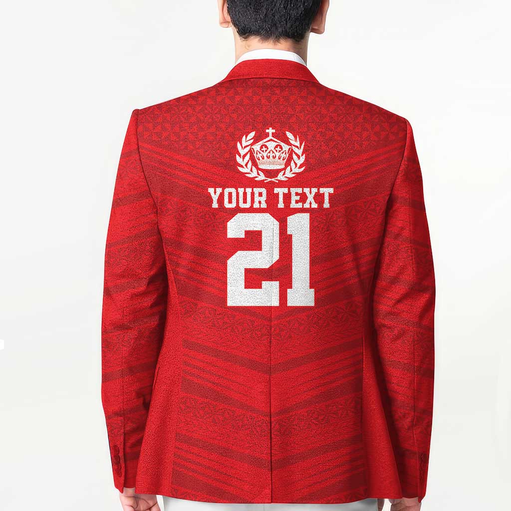 Custom Mate Ma'a Tonga Heritage Blazer Pacific Tribal Rugby Red Edition - Polynesian Pride
