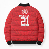 Custom Mate Ma'a Tonga Heritage Bomber Puffer Jacket Pacific Tribal Rugby Red Edition LT9 - Polynesian Pride