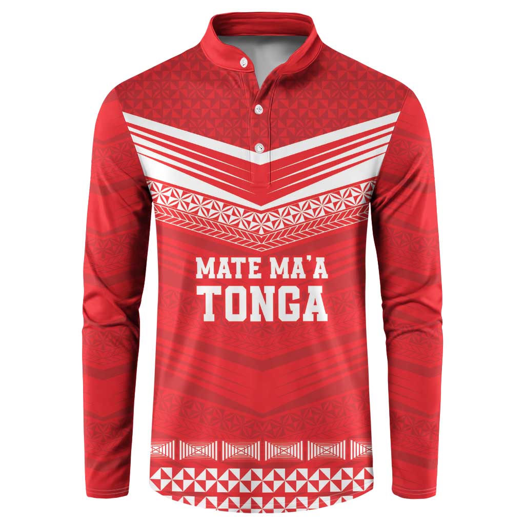 Custom Mate Ma'a Tonga Heritage Button Sweatshirt Pacific Tribal Rugby Red Edition LT9 Red - Polynesian Pride