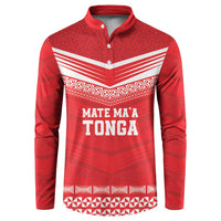 Custom Mate Ma'a Tonga Heritage Button Sweatshirt Pacific Tribal Rugby Red Edition LT9 Red - Polynesian Pride