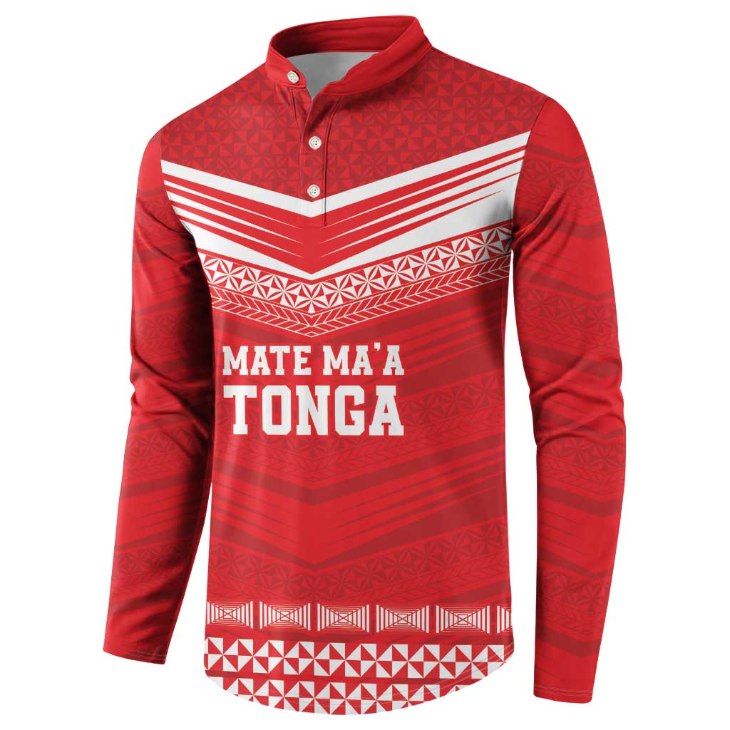 Custom Mate Ma'a Tonga Heritage Button Sweatshirt Pacific Tribal Rugby Red Edition LT9 - Polynesian Pride