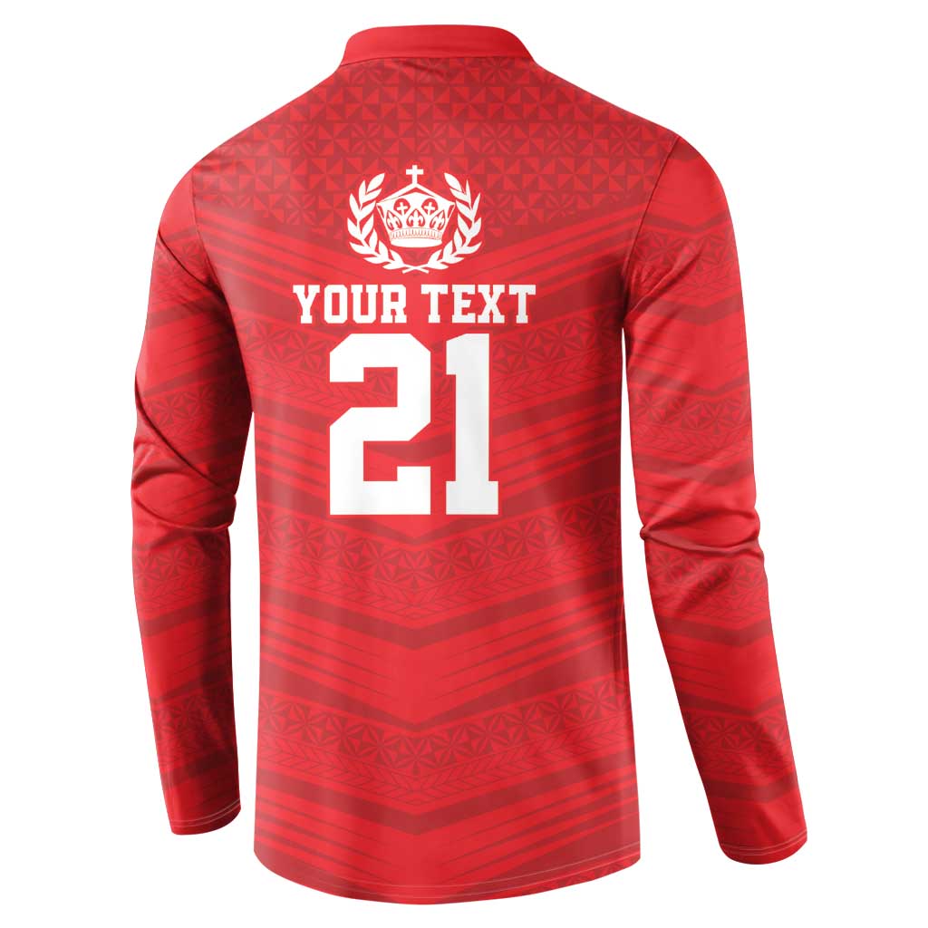 Custom Mate Ma'a Tonga Heritage Button Sweatshirt Pacific Tribal Rugby Red Edition LT9 - Polynesian Pride