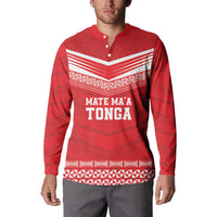 Custom Mate Ma'a Tonga Heritage Button Sweatshirt Pacific Tribal Rugby Red Edition LT9 - Polynesian Pride