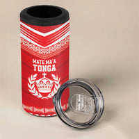 Custom Mate Ma'a Tonga Heritage 4 in 1 Can Cooler Tumbler Pacific Tribal Rugby Red Edition LT9 - Polynesian Pride
