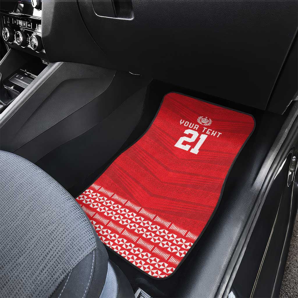 Custom Mate Ma'a Tonga Heritage Car Mats Pacific Tribal Rugby Red Edition LT9 - Polynesian Pride